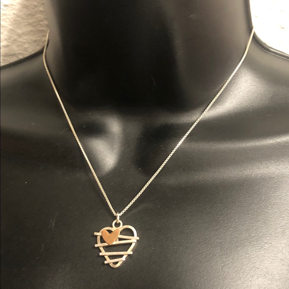 Two-Tone Heart Pendant Necklace - Women Jewelry